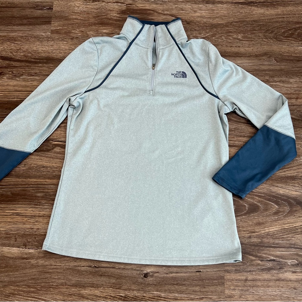 The North Face Womens Top Large Blue Long Sleeve 1/4 Zip Pullover